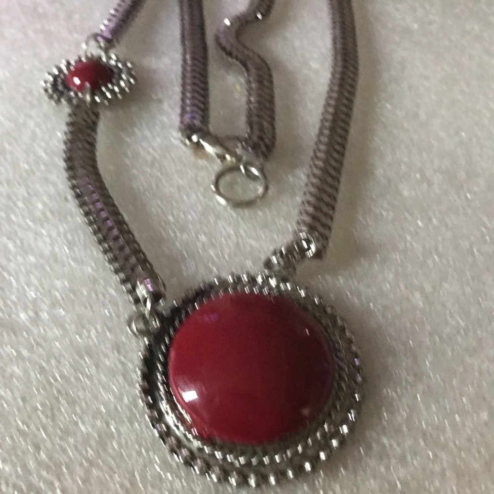 Women Jewelry Red Stone Pendant Necklace